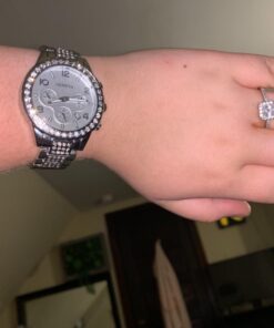 FANMIS Luxury Unisex Pave Floating Crystal Diamonds Calendar Digital Quartz Watch Business Dress Watch Luminous Pointer with Stainless Steel Link Bracelet silver 38 61f6IiyN2pL