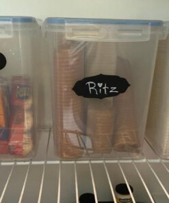 Vtopmart Large Food Storage Containers 5.2L / 176oz, 4 Pieces BPA Free Plastic Airtight Food Storage Canisters for Flour, Sugar, Baking Supplies, with 4 Measuring Cups and 24 Labels, Blue 5.2L--4.7quart 45 61f6cNFF5EL