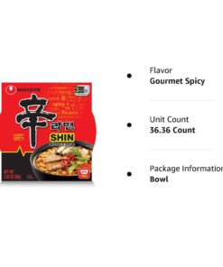 Nongshim Gourmet Spicy Shin Noodle Soup Bowl, 12 Pack, Microwaveable Ramyun Soup Noodles, No MSG Added 23 61f73VDN1CL
