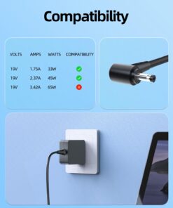 45W UL Listed AC Charger Fit for Asus Vivobook 15 F512JA F512J F512DA F512D F512FA F512F F512 C202S C202SA C202 F510U F510UA F510QA F510Q F510 Laptop Power Supply Adapter Cord 11 61f8KrSaCwL