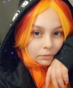 MQ Women Orange Yellow Wigs, Long Curly Wavy Wig for Girls 29.5 Inch Colorful Wigs Cosplay Costume Party Fluffy Wig Synthetic Charming Heat Friendly Ombre Wigs (Yellow to Orange to Red) 39 61f963EiZKL