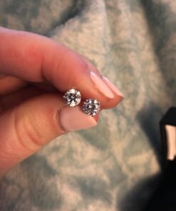 "STUNNING FLAME" 18K Gold Plated Silver Brilliant Cut Simulated Diamond Cubic Zirconia Stud Earrings 1.5 carats Gold Plated Sterling Silver - White 44 61fAzqMFulL