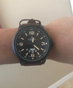 cofuo Mens Fashion Dress Analog Quartz Watch with Brown Leather Band Unique Big Face Number Retro Casual Wrist Watches Classic Business Waterproof Wristwatch Calendar Date Week - Black Brown 39 61fBMVJD1ZL