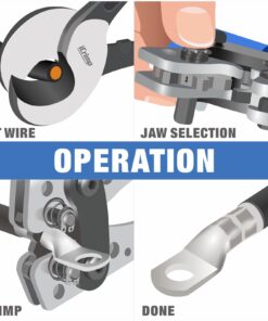 iCrimp Battery Cable Lug Crimping Tool for 8, 6, 4, 2, 1, 1/0 AWG Heavy Duty Wire Copper Lugs, Battery Terminal, with Wire Shear Cutter HX-50BI 33 61fCUi0ZCkL
