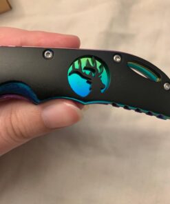 Wild Turkey Handmade Rainbow Frame with Black Overlay with Elk Cutout Knife Original version 35 61fF1YOPmjL