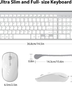 Wireless Keyboard and Mouse,J JOYACCESS USB Slim Wireless Keyboard Mouse with Numeric Keypad Compatible with iMac Mac PC Laptop Tablet Computer Windows -Silver White 33 61fIhxNnTmL