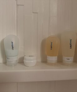 LiquiSnugs Premium - 100% Guaranteed Leak Proof Silicone Travel Bottles For Toiletries - TSA Approved Container. Premium Range Travel Shampoo Bottles with Suction Cups and Adjustable Labels 34 61fJfuD zL