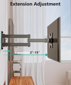 WALI TV Wall Mount Articulating LCD Monitor Full Motion 15 inch Extension Arm Tilt Swivel for Most 13 to 32 inch LED TV Flat Panel Screen with Mounting Holes up to 100x100mm (1330LM), Black 34 61fJo4h67aL