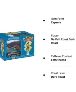 Kauai Coffee Single-Serve Pods, Na Pali Coast Dark Roast Arabica Coffee from Hawaii’s Largest Coffee Grower, Compatible with Keurig K-Cup Brewers - 12 Count 12 Count (Pack of 1) 35 61fNu8WbdzL