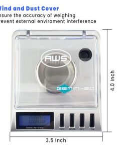 AMERICAN WEIGH SCALES Gemini 20 - Portable Precision Digital Milligram Scale 20g x 0.001g (Silver) AWS Series 100G Silver 22 61fOQSOYHnL
