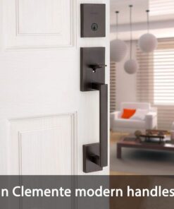 Kwikset San Clemente Front Door Lock Handle and Deadbolt Set, Entry Handleset Exterior with Interior Reversible Lever, Venetian Bronze, Pick Resistant SmartKey Rekey Deadbolt Security 22 61fRT4hH VL