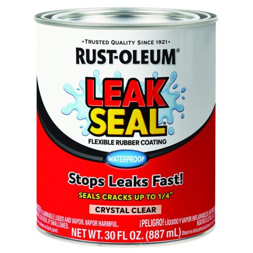 Rust-Oleum 275116 LeakSeal Flexible Rubber Coating, 30 oz, Crystal Clear 30 Fl Oz