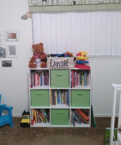 Sorbus Foldable Storage Cubes - 6 Fabric Baskets for Organizing Pantry, Closet, Shelf, Nursery, Playroom, Toy Box, Cubby - 11 Inch Dual Handle Collapsible Closet Organizers and Storage Bins (Green) Green 37 61fU7zWrRDL