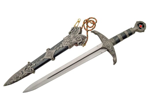 SZCO Supplies 18.5" Replica Medieval Lords Dagger Medieval Dagger with Scabbard, silver (210868)