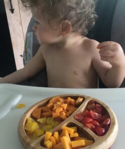 Avanchy Baby Plates Divided Bamboo with Suction for Babies Kids Toddler Food with Silicone Spoon for Feeding (Magenta) Magenta 35 61fWALVLT2L