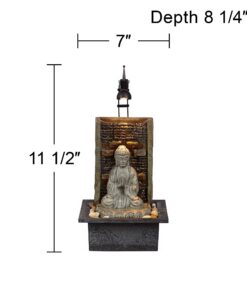 Namaste Zen Buddha Tabletop Water Fountain 11 1/2" Waterfall with LED Light for Indoor Table Desk - John Timberland 22 61fdM25fcrL