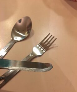 SE 4-in-1 Detachable Stainless Steel Utensil Set - Spoon, Fork, Knife, Bottle Opener - 6.5" Length, Compact for Camping, Hiking, Travel - Includes Clear Pouch - KC7043FSK 17 61ffFWPEtyL