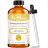 Ola Prima Lemon Essential Oil - Therapeutic Grade for Aromatherapy, Diffuser, Skin, Hair, Cleaning, Dropper - 4 fl oz 4 Fl Oz (Pack of 1) 52 61ffjgH1ZHL