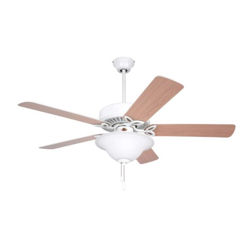 Luminance Pro Series LED Ceiling Fan with Pull Chain | 50 Inch Fixture with Dual Mount for Flush or Downrod Hanging | Reversible Blades with Light Bulbs Included, 50-Inch, Appliance White