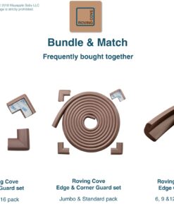 Roving Cove Edge Corner Protector Baby Proofing (Large 15ft Edge 4 Corners) - Hefty-Fit Heavy-Duty, Soft NBR Rubber Foam, Furniture Fireplace Safety Corner Edge Bumper Guard, 3M Adhesive, Coffee Brown 15 feet 28 61fiNH15hOL