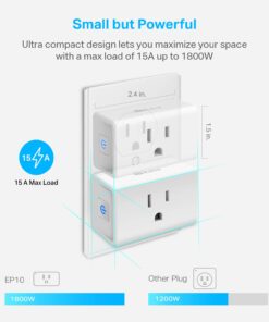 Kasa Smart Plug Mini 15A, Smart Home Wi-Fi Outlet Works with Alexa, Google Home & IFTTT, No Hub Required, UL Certified, 2.4G WiFi Only, 4-Pack(EP10P4) , White 21 61flXqXpymL 1