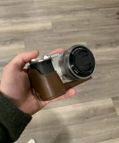 MegaGear "Ever Ready" Leather Camera Case – Easy to Install, Tripod and Peripheral Friendly Accessory – Compatible with Sony Alpha A6000, A6300 (Dark Brown) Dark Brown 30 61fm MGQ2WL