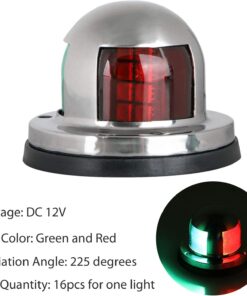 LED Boat Navigation Lights, 12V IP65 Waterproof Signal Lamp Red Green LED Navigation Warning Light for Boat Pontoon Yacht Skeeter-Stainless Steel Shell Green,Red 12 61fnHHMmjBL