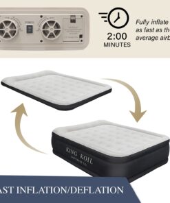 King Koil Luxury Air Mattress Queen with Built-in Pump for Home, 20” Queen Size Inflatable Airbed Luxury Double High Adjustable Blow Up Mattress, Durable - Portable and Waterproof, Black 20 Inch 36 61fpr2f9cL