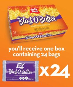 Jolly Time Premium Flavored Microwave Popcorn, Gluten Free, Gourmet Bulk Box, 24 Count (Blast O Butter, 3.2 Ounce (Pack of 24)) 3.2 Ounce (Pack of 24) 10 61fsw8gK1KL