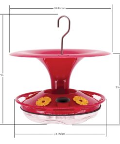 Roamwild Hanging Hummingbird Feeder for Outdoors with Double Moat Guard Technology | 5 Feeding Stations with Quick Easy Filling Port | 20 fl oz Nectar Large Capacity - Purple Petals (Yellow) Yellow 26 61ftZZRF3bL