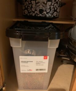IRIS USA 10 Lbs / 12.75 Qt WeatherPro Airtight Pet Food Storage Container, for Dog Cat Bird and Other Pet Food Storage Bin, Keep Pests Out, Keep Fresh, Translucent Body, BPA Free, Clear/Black 32 61fvaMtj4zL