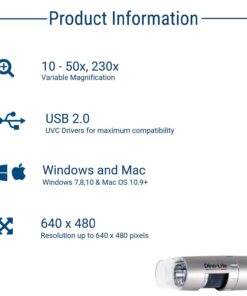 Dino-Lite USB Digital Microscope AM3111-0.3MP, 10x - 50x, 230x Optical Magnification, 8 LEDs 11 61fxl AJtLL