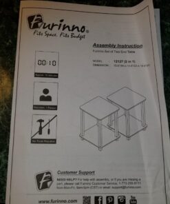 Furinno Simplistic Set of 2 End Table, French Oak Grey/Grey French Oak/Grey 2-Pack, Plastic Pole 15.6 x 15.6 45 61fyLdMhWaL