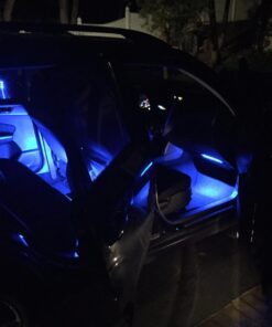 LEDGlow 4pc Blue LED Interior Footwell Underdash Neon Lighting Kit for Cars & Trucks - 7 Unique Patterns - Music Mode - 8 Brightness Levels - Auto Illumination - Includes Cigarette Power Adapter 37 61g Qke1emL 1