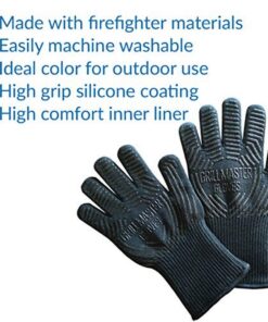 Grill Glove Set of 2 - Grill Gloves Heat Resistant Extreme BBQ Gloves Oven Gloves Rated to 932f - Ideal Grilling Gloves by Grill Master (Black) 12 61g bfYZmpL