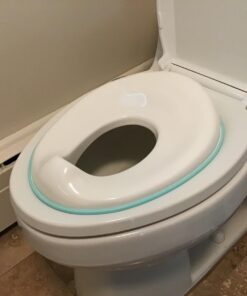 Potty Training Seat for Boys And Girls, Fits Round & Oval Toilets, Non-Slip with Splash Guard, Includes Free Storage Hook - Jool Baby Aqua 35 61g1uzvz9oL