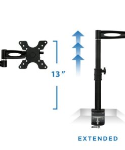 Mount-It! Single Monitor Arm Mount | Desk Stand | Heavy Duty Full Motion Height Adjustable | Fits 19 21 24 27 29 30 in VESA 75 100 Compatible Computer Screen | C-Clamp Base | Holds up to 33 Lbs 32 61g5mIl4VCL