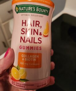 Nature's Bounty Optimal Solutions Hair, Skin & Nails with Biotin and Collagen, Citrus-Flavored Gummies Vitamin Supplement, 2500 mcg, 80 Ct 80 Count (Pack of 1) 36 61gB2Q377L