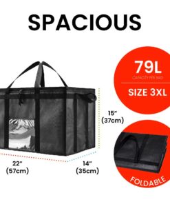 NZ home 3XL Insulated Cooler Bag and Food Warmer for Food Delivery & Grocery Shopping with Zippered Top, Black (1 pack) 3X-Large 1 22 61gDdytxG4L 4