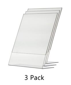 Alternative view of 3 Pack Acrylic Sign Holder for 8.5" x 11" Literature Clear Slanted Plexiglass Countertop Graphic Image Side Load Display for Retail Stores Hotels Offices and Restaurants by Marketing Holders Pack of 3 Slant Back Frame Only