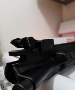 Feyachi Flip Up Iron Sight Front Rear Sight Compatible for Picatinny Rail and Weaver Rail of Rifle, Foldable Sights Black 64 61gIcsp2NfL