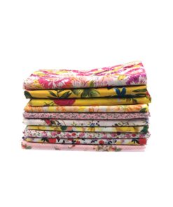 RayLineDo® 10 Pcs Different Pattern Multi Color 100% Cotton Poplin Fabric Fat Quarter Bundle 18" x 22" Patchwork Quilting Fabric Yellow and Pink Series 18 61gLc4Uk0WL