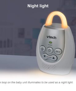 VTech DM221-2 Audio Baby Monitor with up to 1,000 ft of Range, Vibrating Sound-Alert, Talk Back Intercom, Night Light Loop & Two Parent Units, White 31 61gN8aPpVL 1