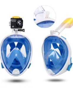 Alternative view of MountDog Snorkel Mask Full Face Snorkeling Mask with Panoramic View and Action Camera Mount,Anti-Fog and Anti-Leak Design Dive Mask for Adults and Youth blue Large-X-Large