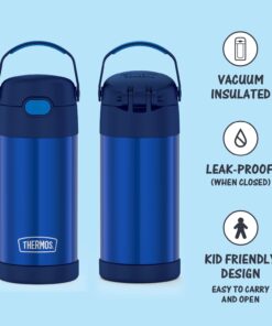 THERMOS FUNTAINER 12 Ounce Stainless Steel Vacuum Insulated Kids Straw Bottle, Blue Solid Color 25 61gQmAh73XL