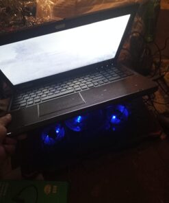 AICHESON Laptop Cooling Pad 5 Fans Up to 17.3 Inch Heavy Notebook Cooler, Blue LED Lights, 2 USB Ports, S035, Blue-5fans 32 61gRQr2lloL