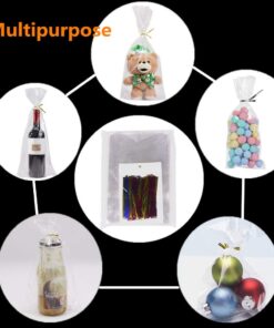 300 Pcs Clear Candy Bags with Ties Clear Cellophane Bags 4"x6" Cookie Bags with 6 Mix Colors Twist Ties - 1.4mils Thickness OPP Plastic Bags for Wedding Birthday Cake Pop Gift Candy Buffet Supplies 4''x6'' 13 61gRVicqJvL
