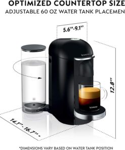 Nespresso VertuoPlus Deluxe Coffee and Espresso Machine by Breville with Milk Frother, 8 Ounces, Black Machine + Milk Frother 32 61gSsc6LG L