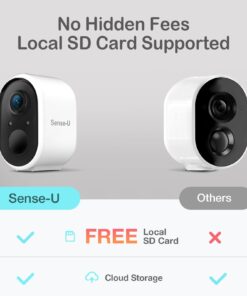 Sense-U Security Wireless Camera 2 for Outdoor or Indoor, FSA&HSA Eligible, HD Smart Monitor for Baby, Pet, Human, with Night Vision, PIR Motion Detection, Siren Alarm, No Monthly Fee 29 61gTa3sTowL