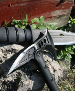 M48 Tactical Tomahawk Military Axe - Black Color | 3 ⅞” Cast Stainless Steel Combat Axe with Piercing Spike | Nylon Cord Wrapped Fiberglass Handle | Camping and Tactical Gear | 15” Length 35 61gVYqxjLgL